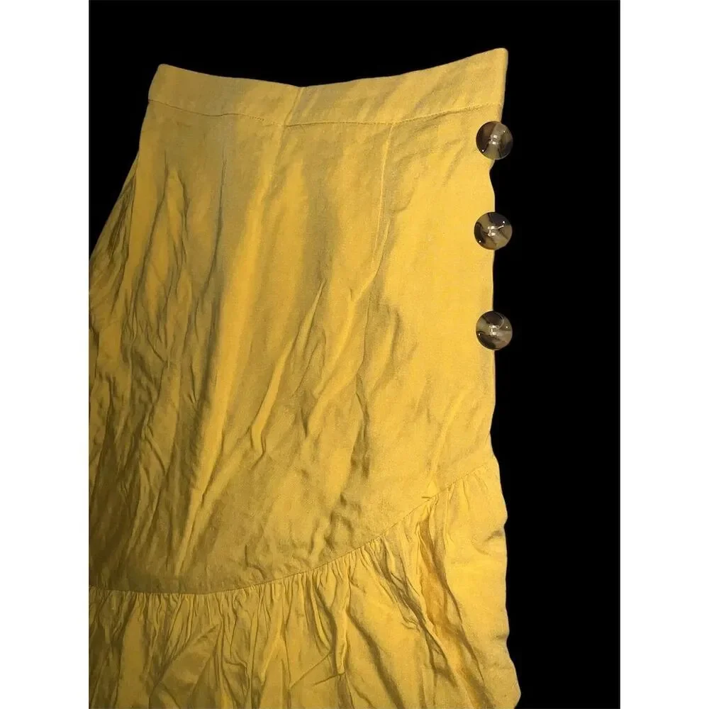 Allegrace Women's Vintage Yellow A-Line Skirt M Knee Length Casual